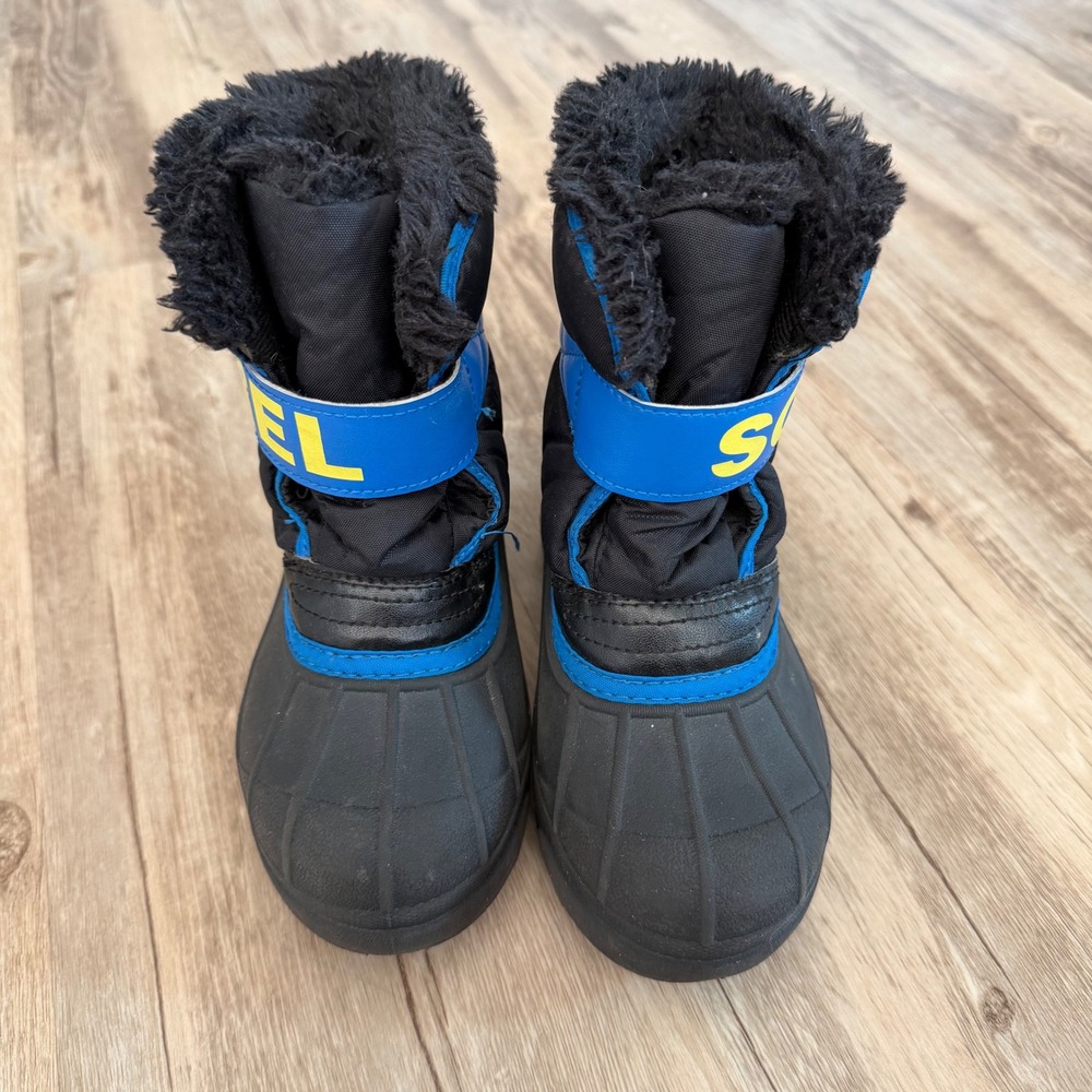 Sorel Kids Snow Commander Winter Snow Boots Black Blue Ski Snowboard Size 13 - Picture 5 of 9